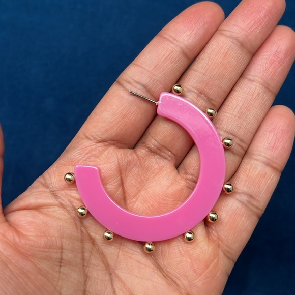 Vintage pink spike Hoops - Picture 3 of 4